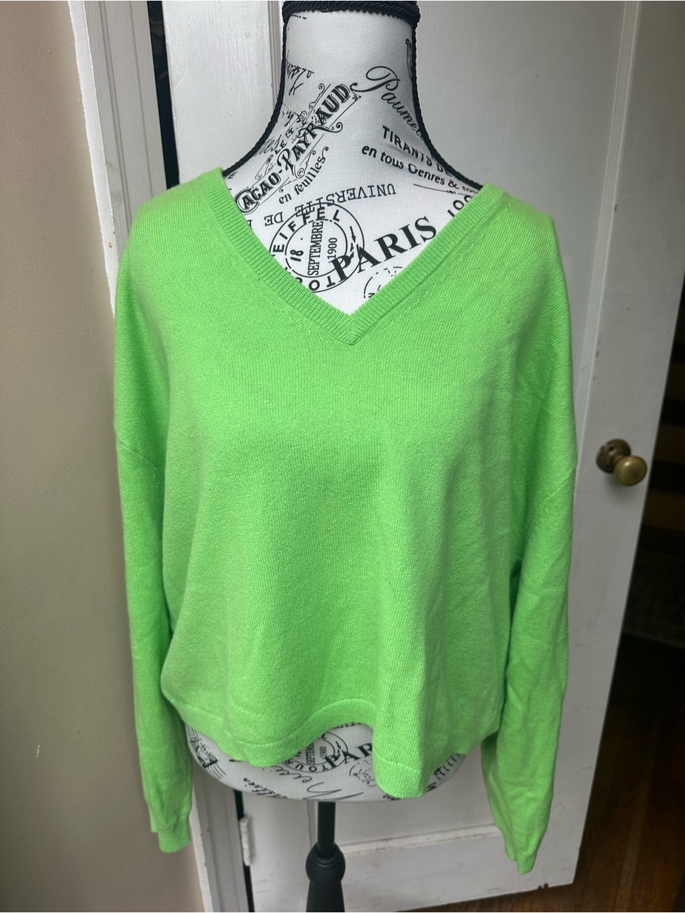 J. Crew Neon Lime V-Neck Women's Sweater XL